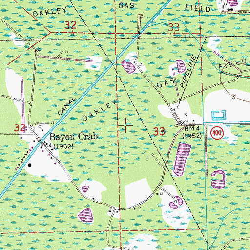 Topographic Map of Oakley Gas Field, LA