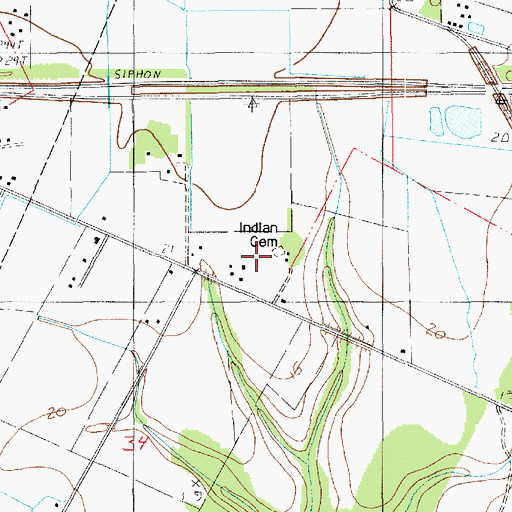 Topographic Map of Indian Cemetery, LA
