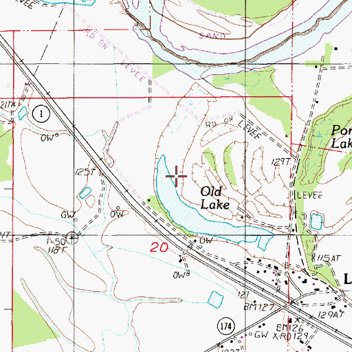 Topographic Map of Old Lake, LA