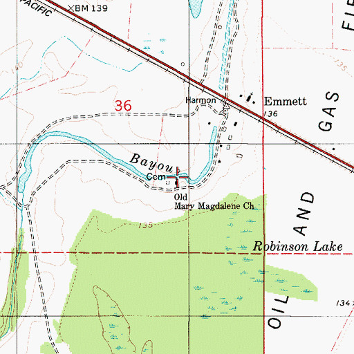 Topographic Map of Old Mary Magdalene Church, LA