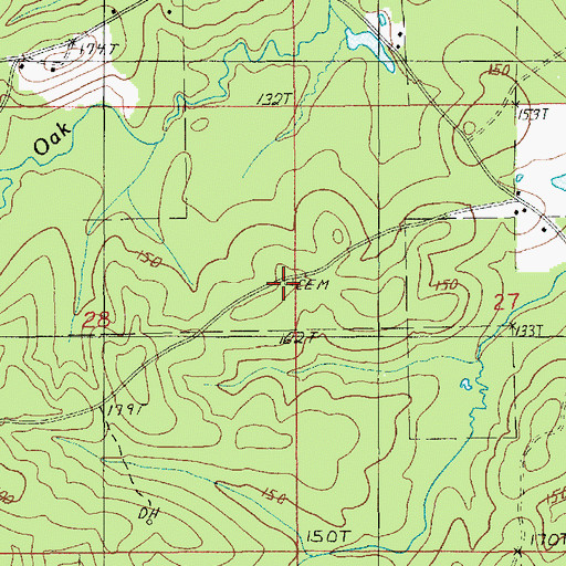Topographic Map of Old New Church Cemetery, LA