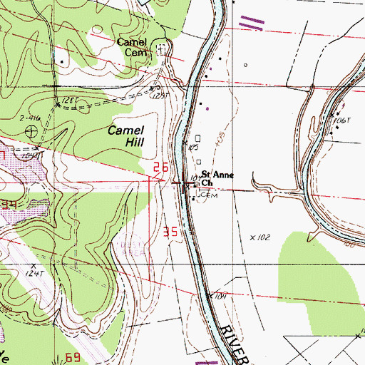 Topographic Map of Saint Anne Church, LA
