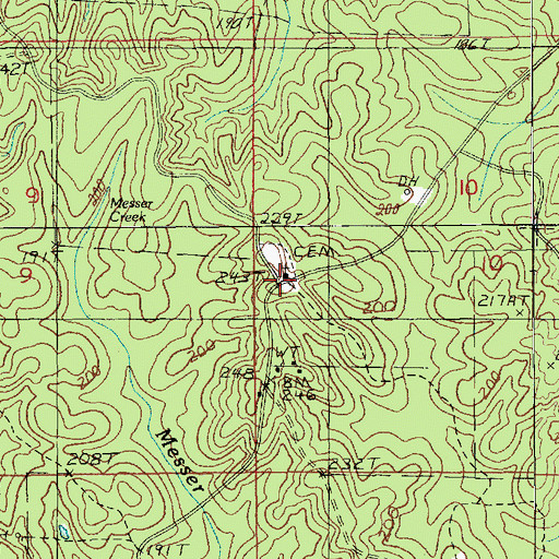 Topographic Map of Old Union Baptist Church, LA