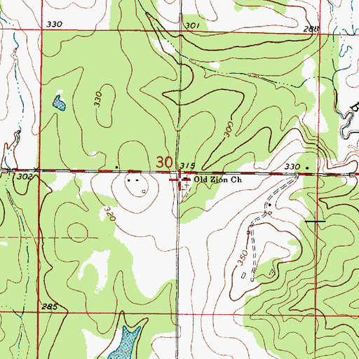 Topographic Map of Old Zion Baptist Church, LA