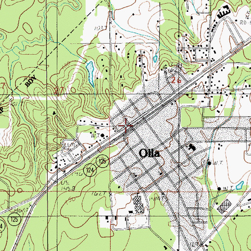Topographic Map of Olla, LA