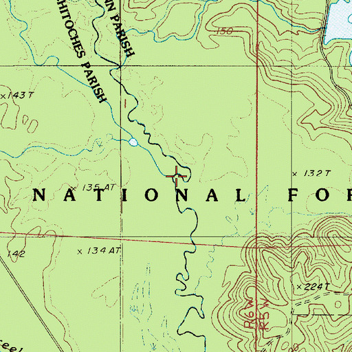 Topographic Map of Otter Creek, LA