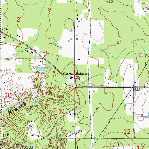 Topographic Map of Palmer Church, LA