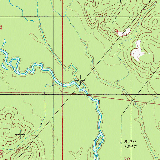 Topographic Map of Three Creeks, LA