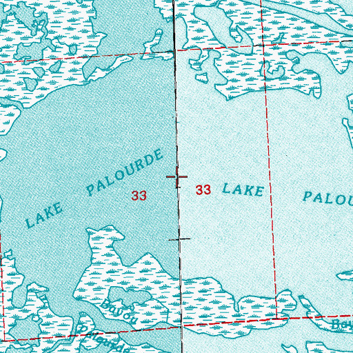 Topographic Map of Lake Palourde, LA
