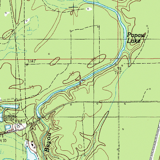Topographic Map of Papaw Lake, LA