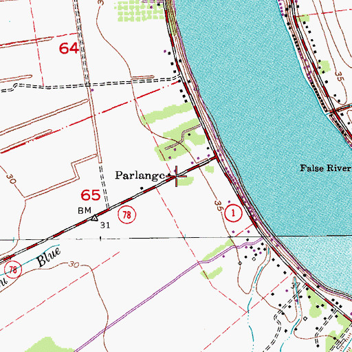 Topographic Map of Parlange, LA