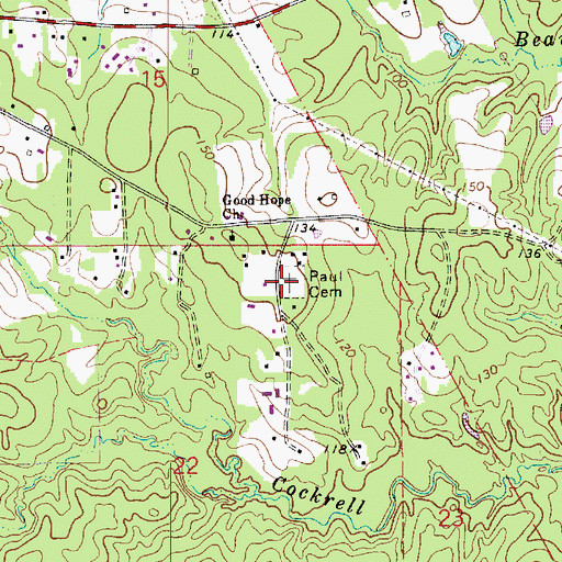 Topographic Map of Paul Cemetery, LA