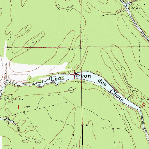Topographic Map of Lac Bryon de Chats, LA