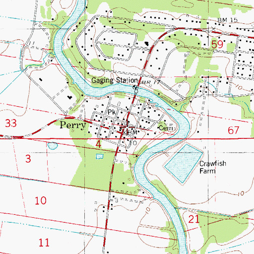 Topographic Map of Perry, LA