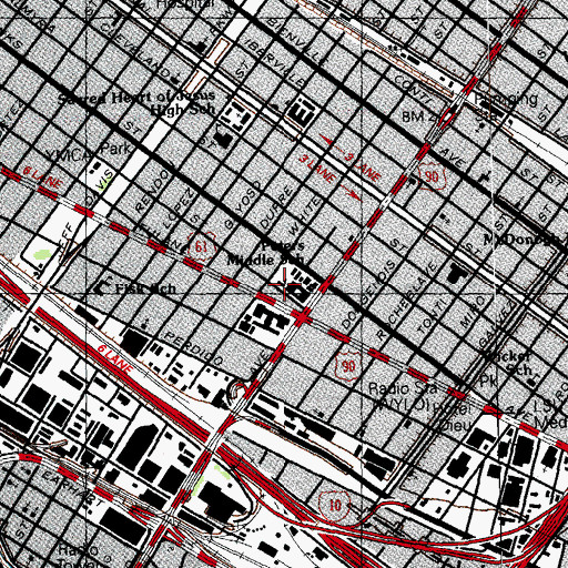 Topographic Map of Israel Meyer Augustine Middle School (historical), LA
