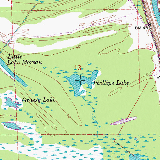 Topographic Map of Phillips Lake, LA