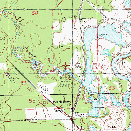 Topographic Map of Pigeon Roost Creek, LA