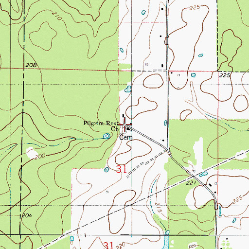 Topographic Map of Pilgrim Rest Baptist Church, LA