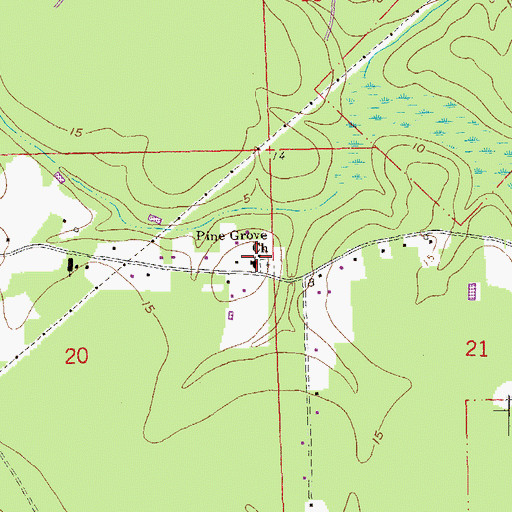 Topographic Map of Pine Grove Baptist Church, LA