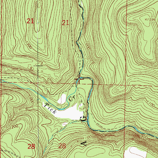 Topographic Map of Tick Creek, AR