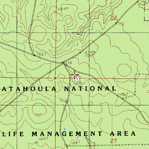 Topographic Map of Pine Knot Cemetery, LA