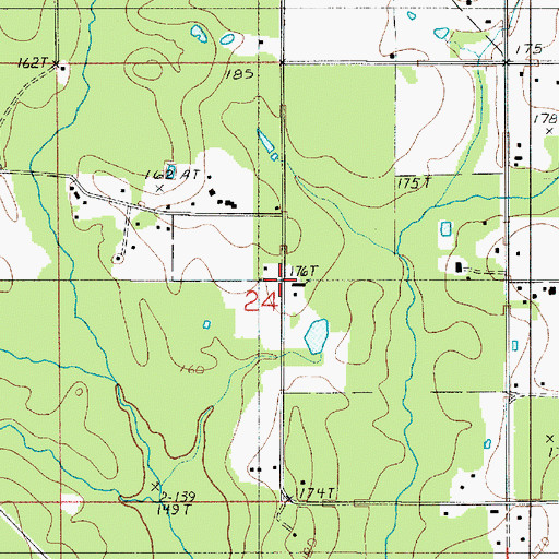 Topographic Map of Pine Ridge Baptist Church, LA