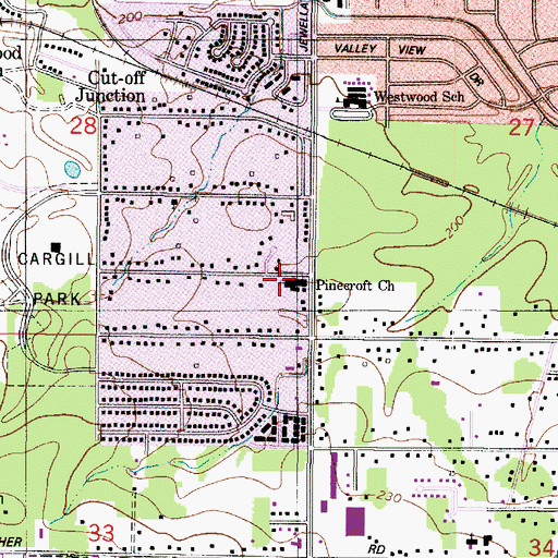 Topographic Map of Pinecroft Baptist Church, LA