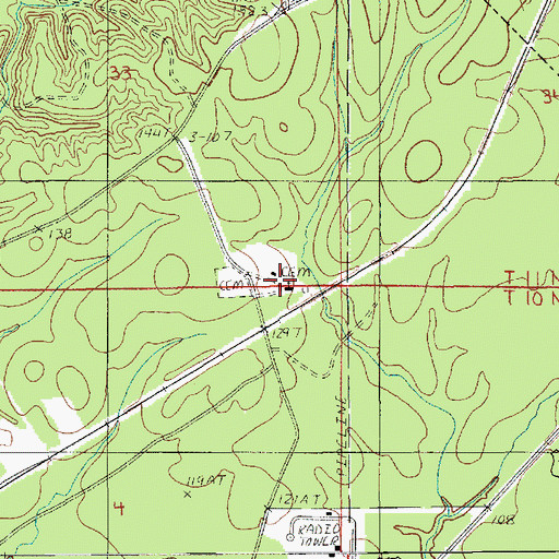 Topographic Map of Pinehill Baptist Church, LA