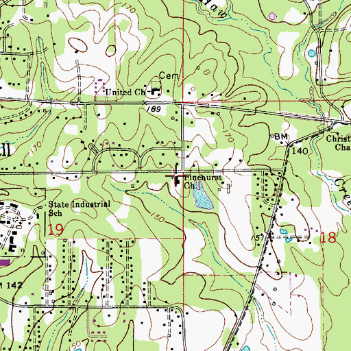 Topographic Map of Pinehurst Baptist Church, LA