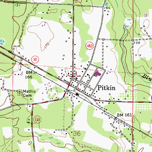 Topographic Map of Pitkin, LA