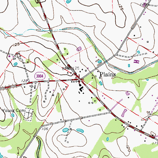 Topographic Map of Plains, LA