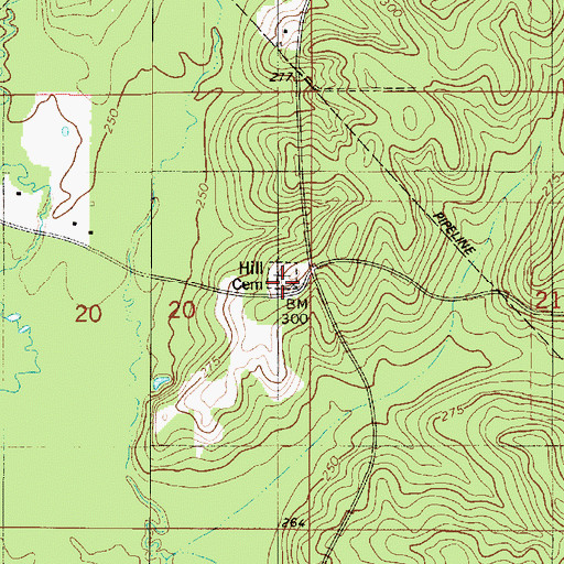 Topographic Map of Hill Cemetery, LA