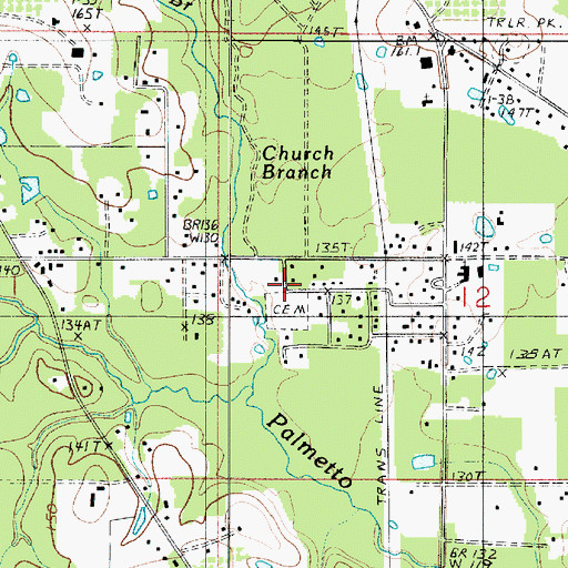 Topographic Map of Pleasant Hill Baptist Church, LA