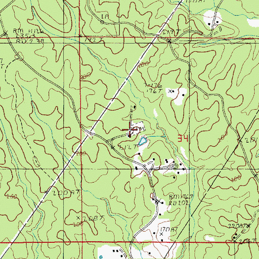 Topographic Map of Pleasant Hill Baptist Church, LA