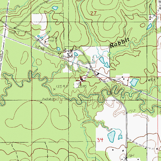Topographic Map of Pleasant Ridge Baptist Church, LA