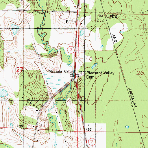 Topographic Map of Pleasant Valley United Methodist Church, LA