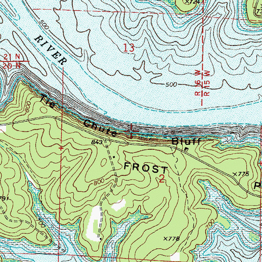 Topographic Map of Tie Chute Bluff, AR