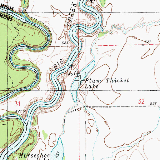 Topographic Map of Plum Thicket Lake, LA