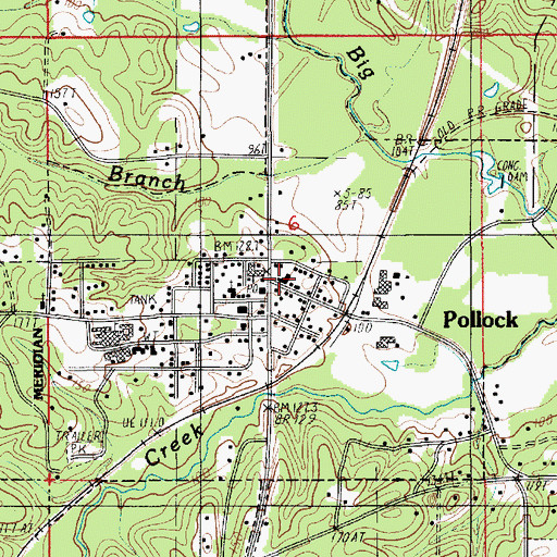 Topographic Map of Pollock, LA