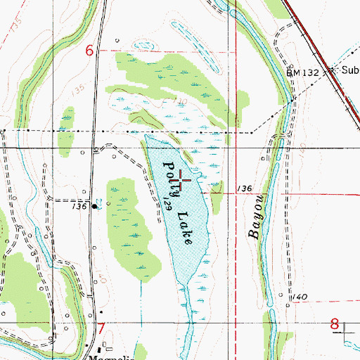 Topographic Map of Polly Lake, LA