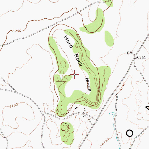 Topographic Map of Hard Rock Mesa, AZ