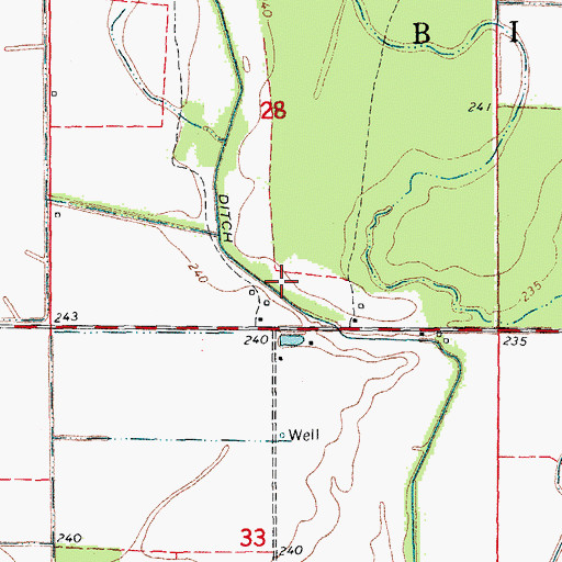 Topographic Map of Tiger Ditch, AR