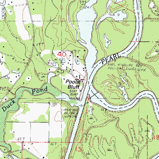 Topographic Map of Pools Bluff, LA