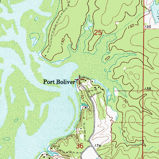 Topographic Map of Port Boliver, LA