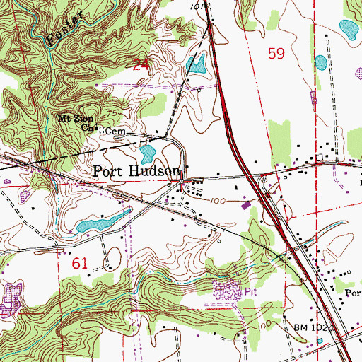 Topographic Map of Port Hudson, LA