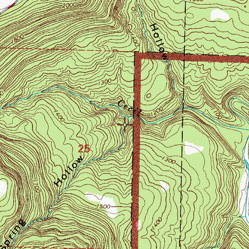 Topographic Map of Tiggs Spring Hollow, AR