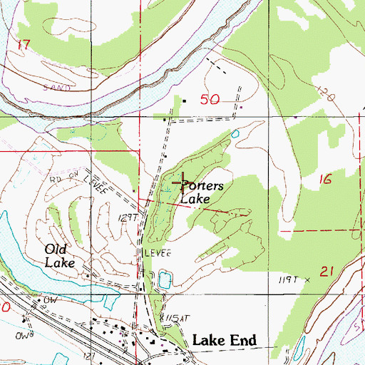 Topographic Map of Porters Lake, LA