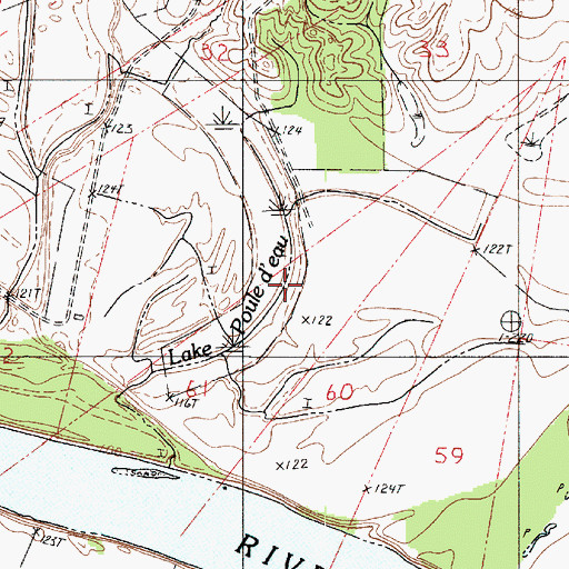 Topographic Map of Lake Poule d'eau, LA