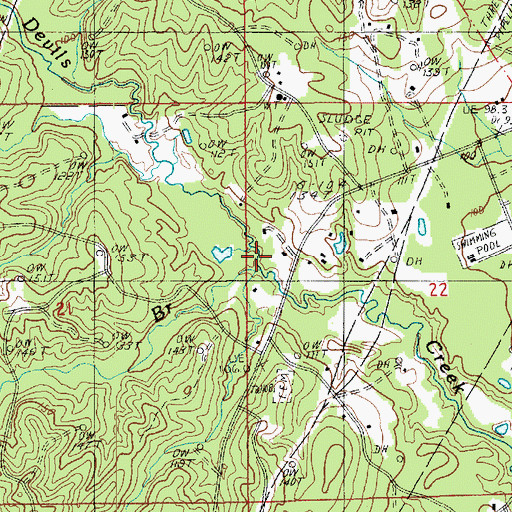 Topographic Map of Pound Branch, LA
