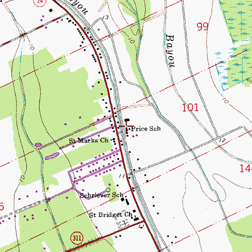 Topographic Map of Andrew Price Alternative School, LA